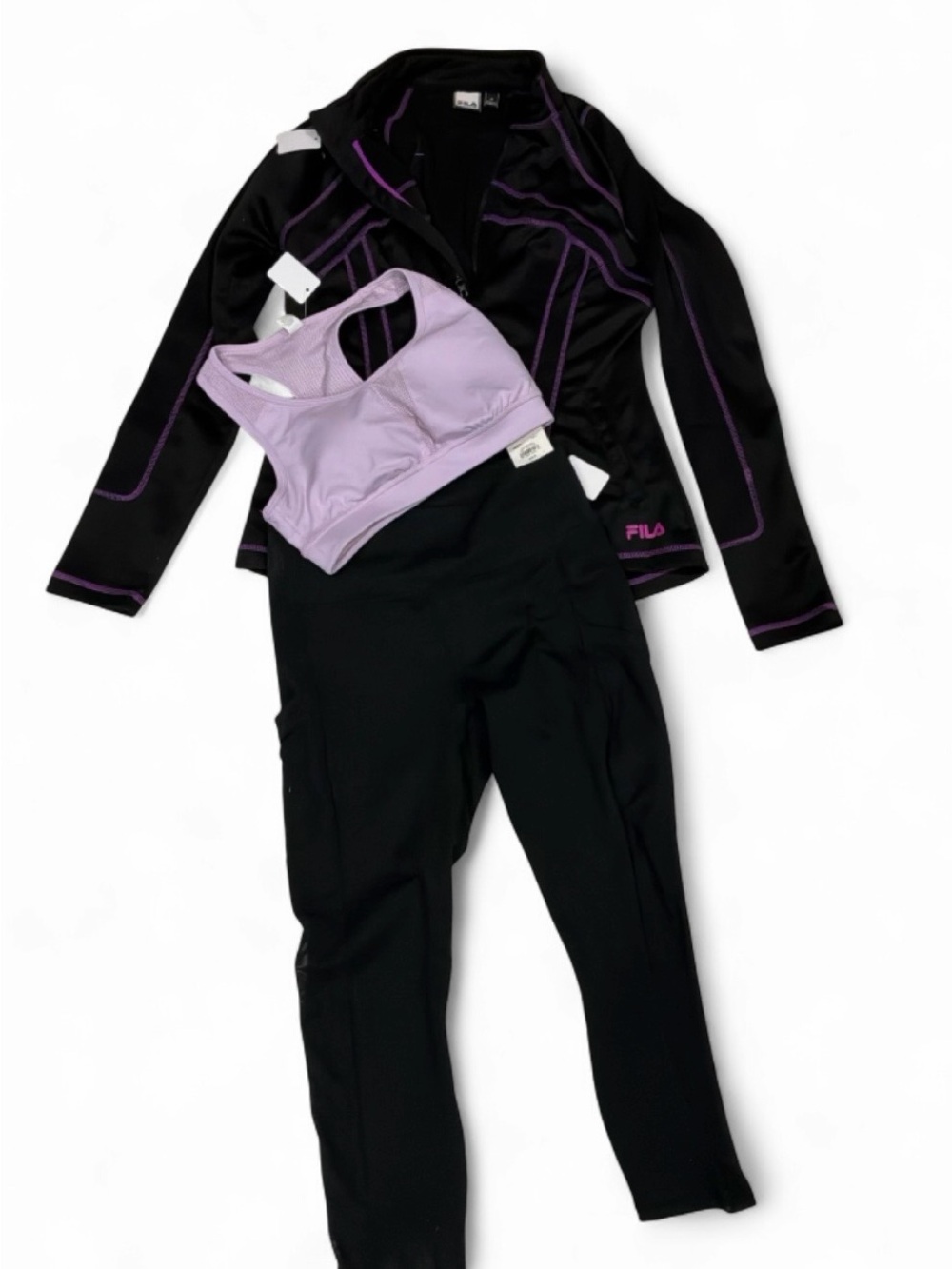 FILA SPORT Women's 3-Piece Activewear Set - Jacket, Sports Bra & Leggings